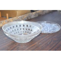 CUT GLASS PLATTER AND BOWL