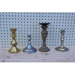 LOT OF 4 METAL CANDLE HOLDERS