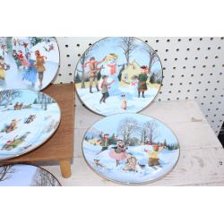 Vintage 1990 Charlotte Sternberg An Old Time Country Winter Plates Lot Of 7