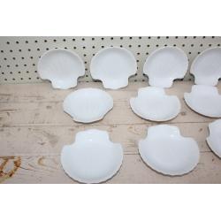 Set of 12 French ceramic clam shell dishes