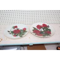 2 ROSE HAND PAINTED PLATES
