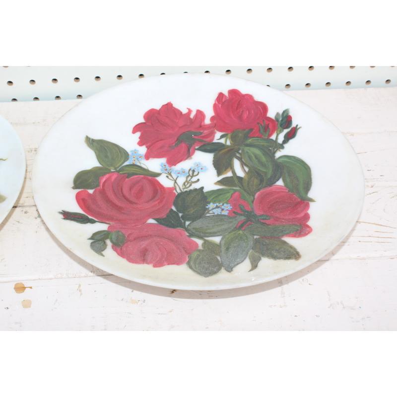 2 ROSE HAND PAINTED PLATES