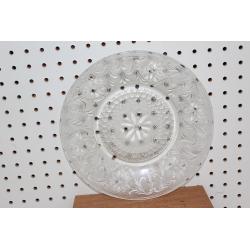 VINTAGE CLEAR PRESSED GLASS FLORAL PLATE/PLATTER