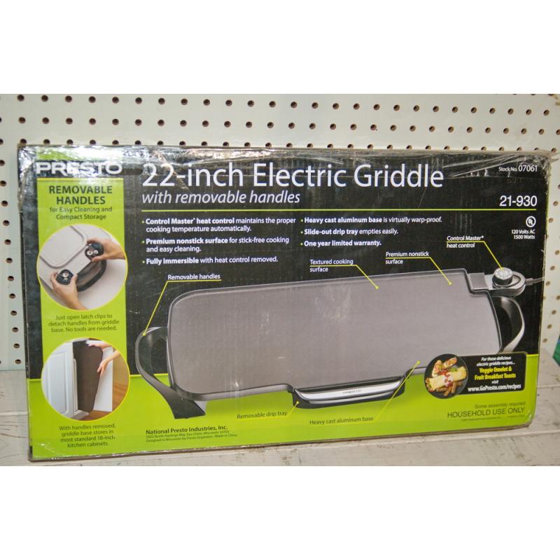 Presto 22" Electric Griddle w/ Removable Handles (Black) NEW SEALED