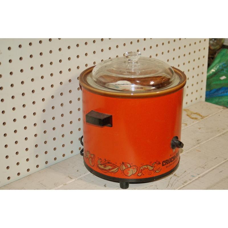 Vintage Rival 3.5-Quart Crock Pot Slow Cooker & Lid - Orange Excellent