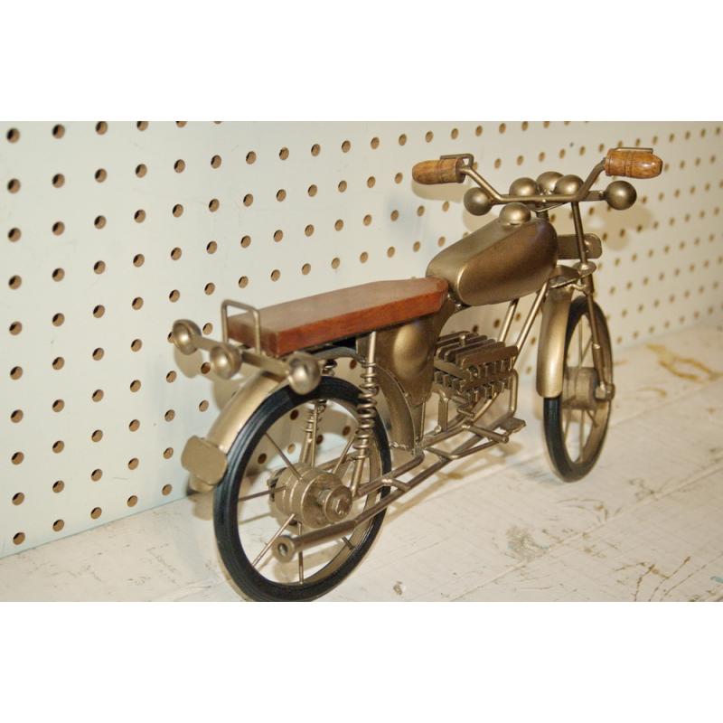 Metal & Wood Bike Decor Old School Motorcycle Sculpture Decoration