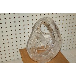 cut glass lead crystal basket. LARGER IN SIZE