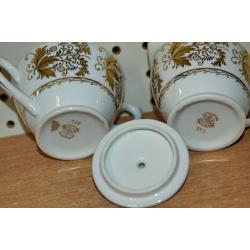 LEFTON CHINA SUGAR BOWL AND CREAMER WHITE WITH GOLD TRIM