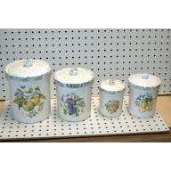1970s ceramic canister Set made in Italy for Himark Fruits & Butterflies Spring