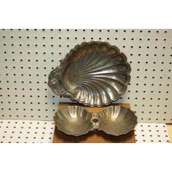 Vintage Silver Plated Seashell Scallop Spare Change Coin TrayS