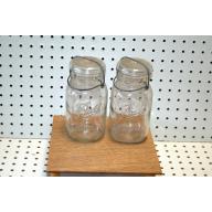 2 Vintage Ball Wide Mouth JarS with glass lid and wire closure