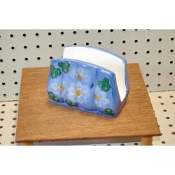 Blue Floral Napkin Holder Ceramic 