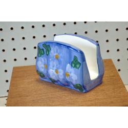 Blue Floral Napkin Holder Ceramic 