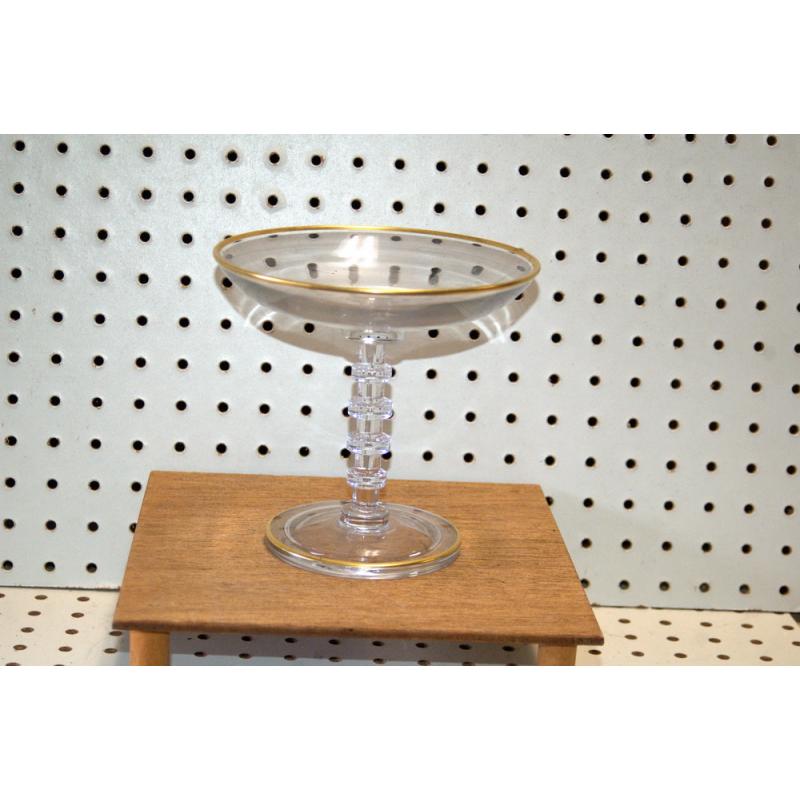GLASS WITH GOLD TRIM PEDALSTAL DISH