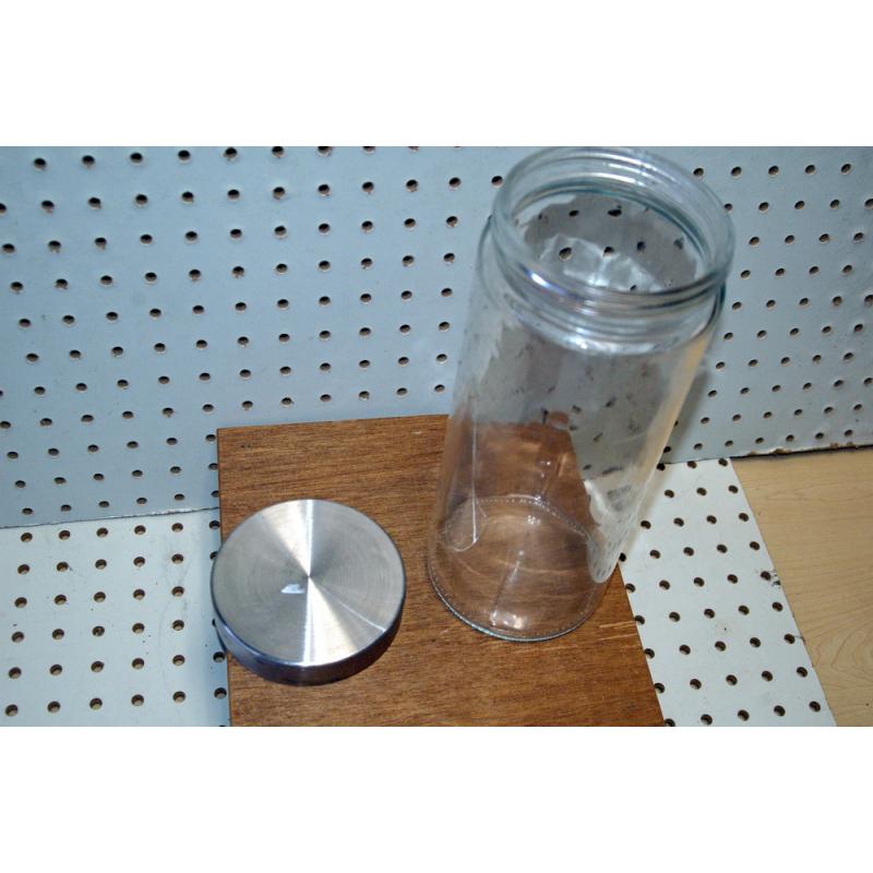 GLASS STORAGE CONTAINER WITH SILVER LID