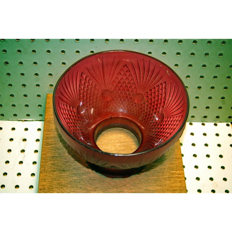 Vintage 8" CRANBERRY Diamond Fan Glass GWTW Lamp Shade
