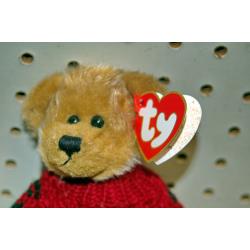 Ty Winter Bear w/red green sweater 8" plush joint