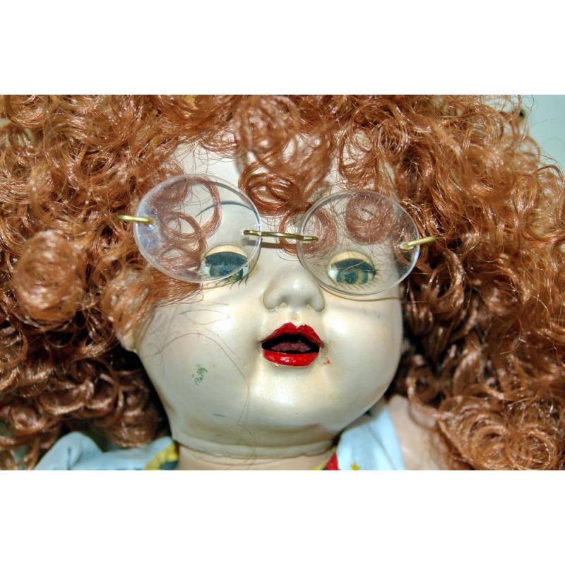 EARLY VINTAGE RED CURLY HAIRED DOLL