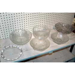 LOT OF 6 GLASS BOWLS AND DISH