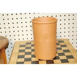 Vintage Red Clay Pottery Round Vase Pot Planter Grape Pattern 6.75” H