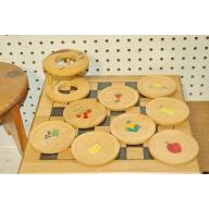 8 WOODEN COASTERS WITH STORAGE STAND
