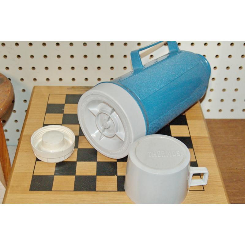 Vintage Turquoise Thermos / Thermos Cup Vintage Camping/Picnic 