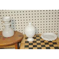 VINTAGE LOT OF 3 WHITE GLASS PIECES