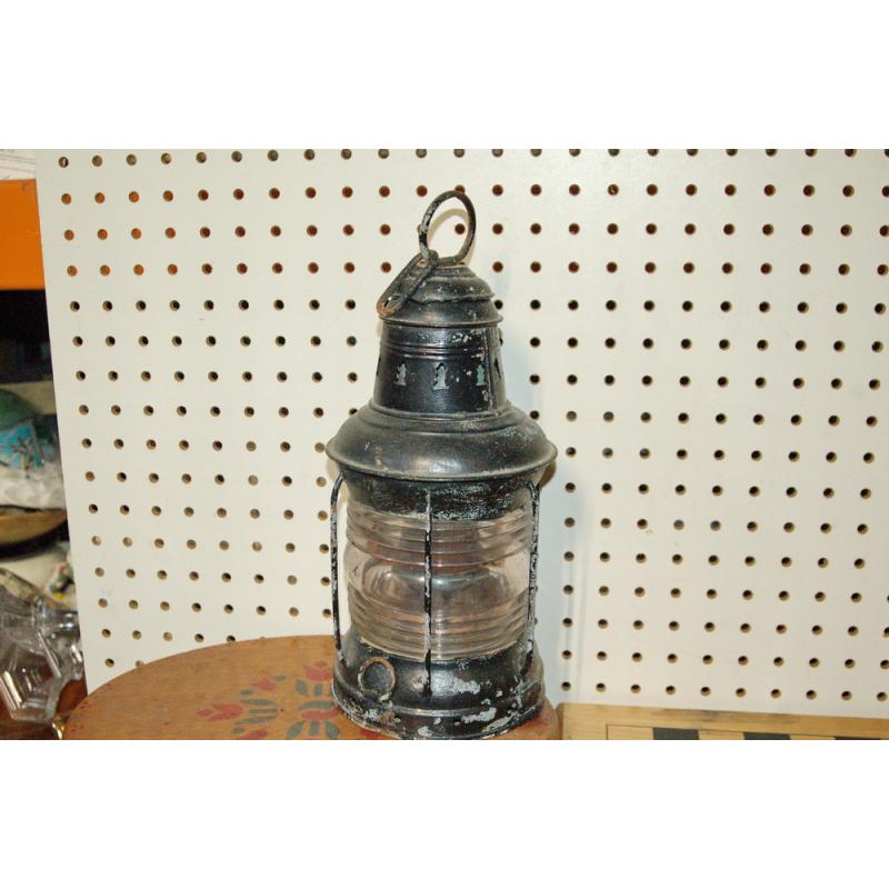 Vintage Triplex Maritime Glass Lens Lantern Light 1910 Silver Nautical Decor