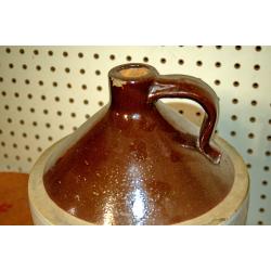 Antique Brown & Cream Pottery Jug With Handle