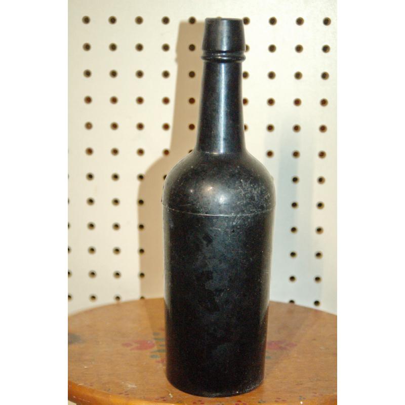ANTIQUE 1800s BLACK GLASS BOTTLE