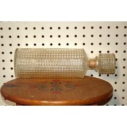 Vintage mid century Modern Decanter bottle Clear Glass Diamond Point Bar Ware