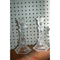 2 Clear glass candle holders