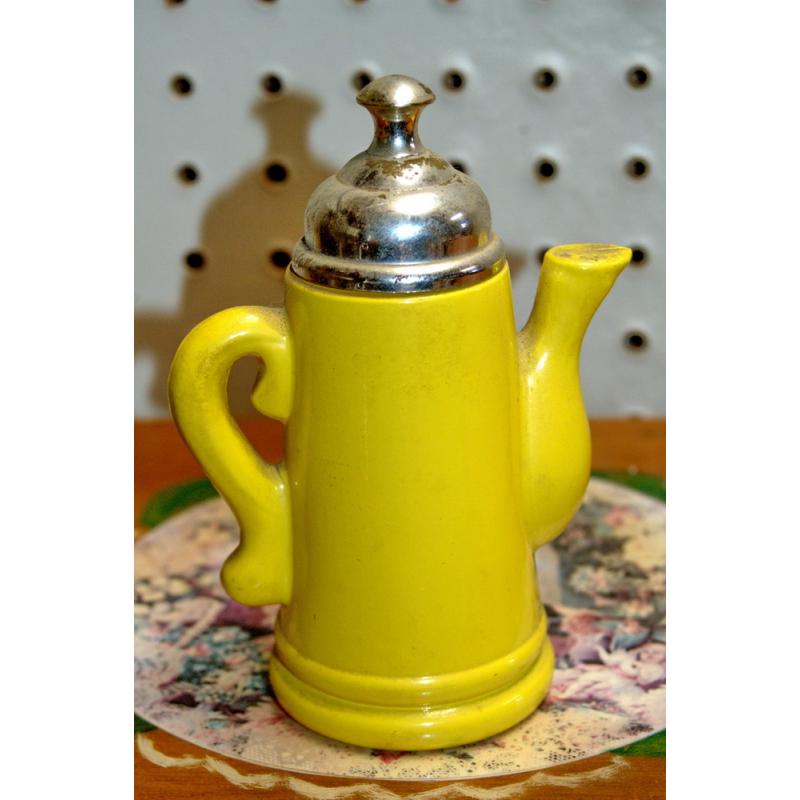 Vintage 70s Avon Koffee Klatch Yellow Floral Coffee Teapot Glass Bottle Empty
