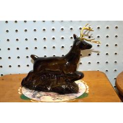 AVON TEN-POINT BUCK LEATHER AFTER SHAVE BOTTLE DECANTER 