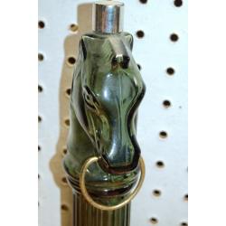 Avon brand collectible Pony Post decanter bottle, greenish glass. 