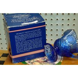 Fostoria Mount Vernon Blue Cobalt Glass Pitcher For Avon George Washington USA