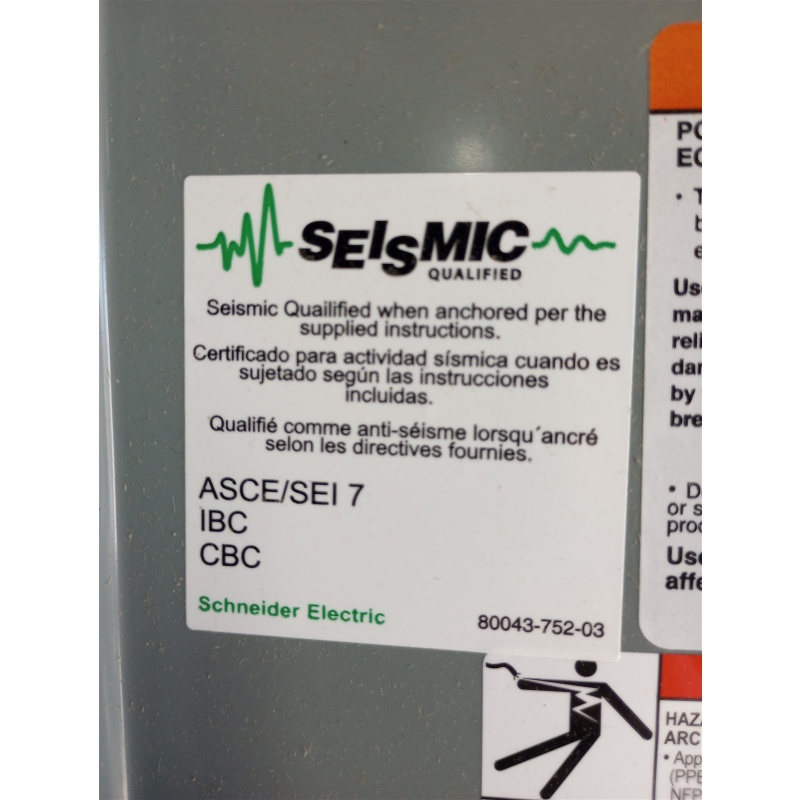 Square D PANELBOARD ENCLOSURE BOX 84" Cover 400 Amp 3 Ph 4 Wire 84 Circuit Inter