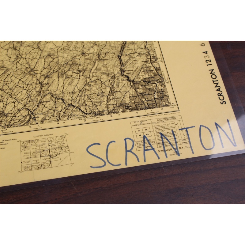 USGS 1:250000-scale Quadrangle TOPO Map for Scranton, PA 1962 Rev. 1976