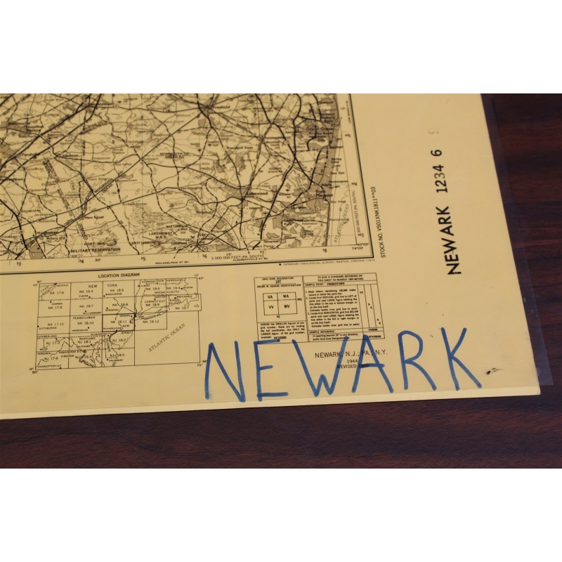 USGS 1:250000-scale Quadrangle TOPO Map for Newark, NJ / PA / NY 1944 Rev. 1969