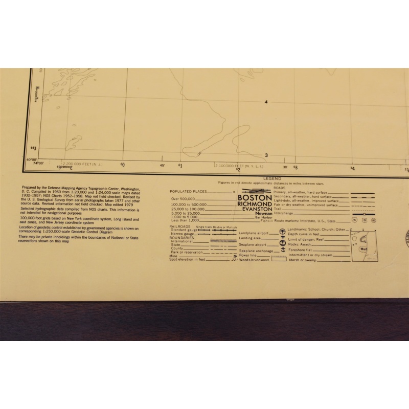 USGS 1:250000 Quadrangle TOPO Map for New York, NY / NJ / Conn. 1960 Rev. 1979