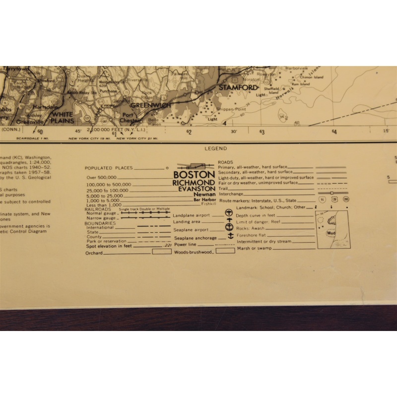 USGS 1:250000 Quadrangle TOPO Map Hartford, Conn. / NY / NJ / Mass 1962 Rev 1975