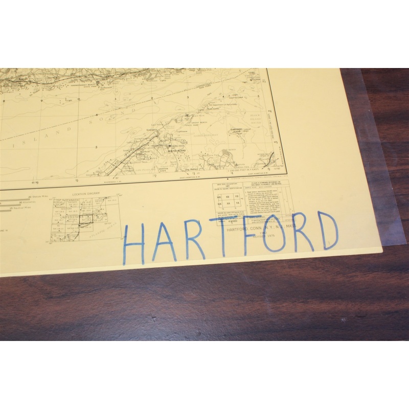 USGS 1:250000 Quadrangle TOPO Map Hartford, Conn. / NY / NJ / Mass 1962 Rev 1975