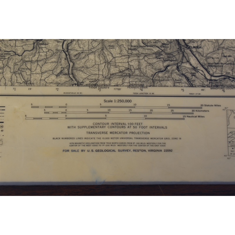 2 USGS 1:250000-scale Quadrangle TOPO Maps for Elmira, NY / PA - 1962 Rev. 1978