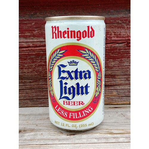 Vintage Rheingold Extra Light Less Filling Steel 12 oz Beer Can - 1970s Pull Tab