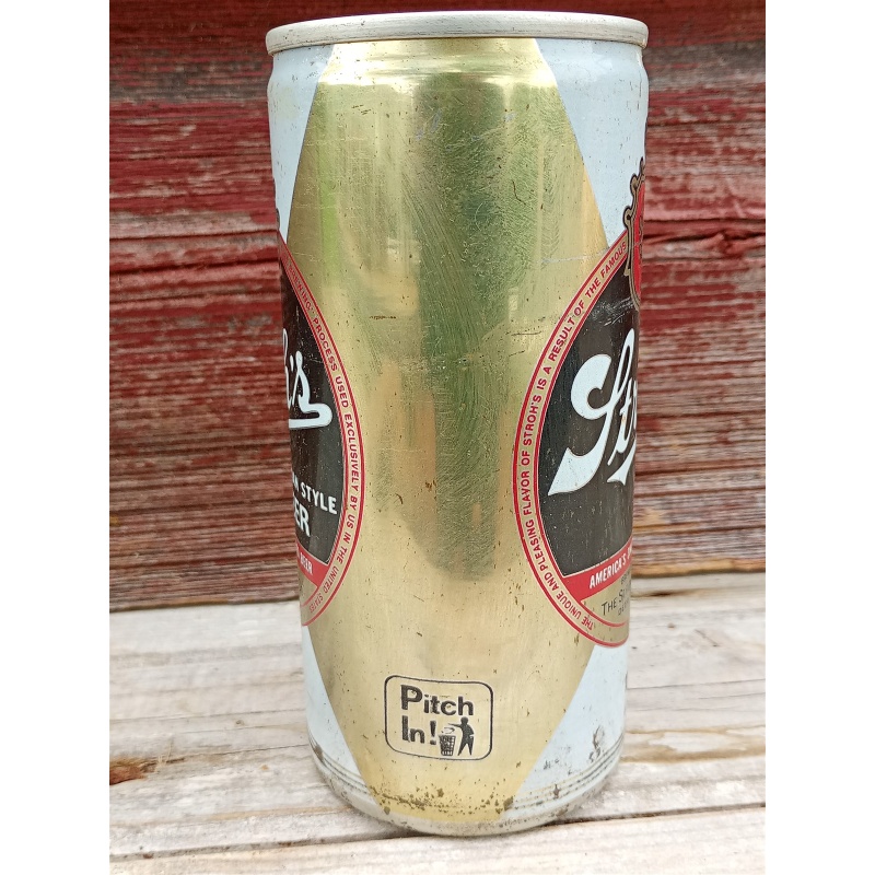 Strohs Bohemian style Beer 12 Oz EMPTY steel straight Tab Top Beer Can