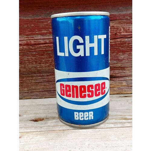 GENESEE LIGHT BEER - Vintage 12oz Steel Pull Tab Beer Can Red White & Blue