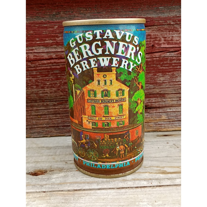 VINTAGE GUSTAVUS BERGNERS BREWERY BEER CAN Empty Steel Flat Top