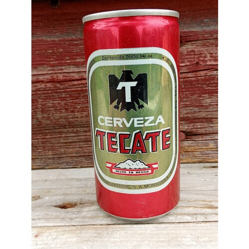 TECATE CERVEZA STRAIGHT STEEL PULL TAB EMPTY BEER CAN MEXICO