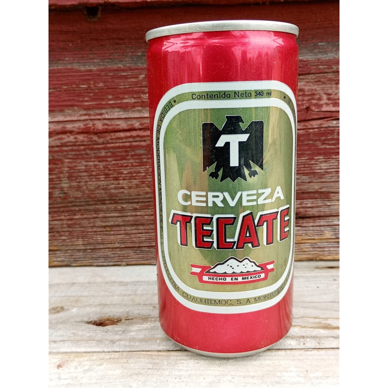 TECATE CERVEZA STRAIGHT STEEL PULL TAB EMPTY BEER CAN MEXICO