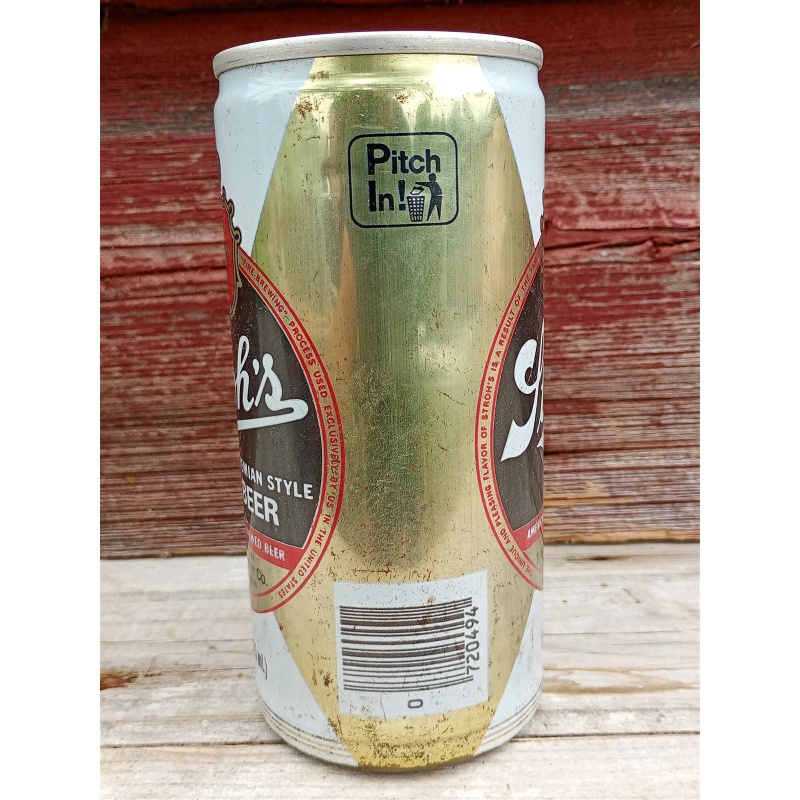 Strohs Bohemian style Beer 12 Oz EMPTY steel straight Tab Top Beer Can